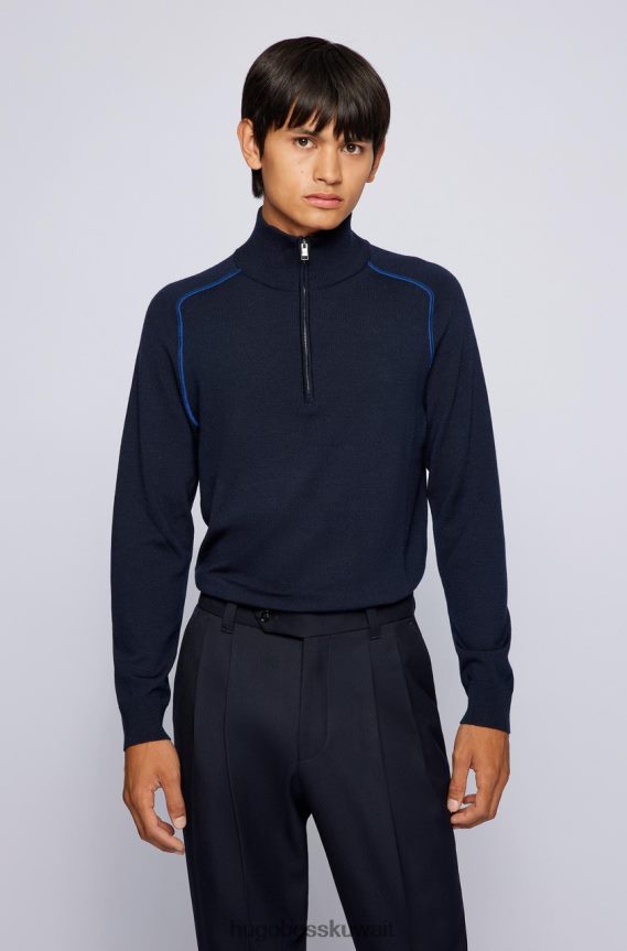 4TFNJN186 البحرية / البيج Hugo Boss متماسكة نصف الرمز البريدي نيلو 50457678 البحرية