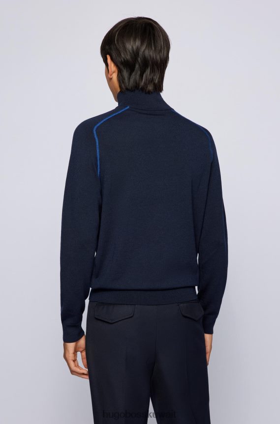 4TFNJN186 البحرية / البيج Hugo Boss متماسكة نصف الرمز البريدي نيلو 50457678 البحرية