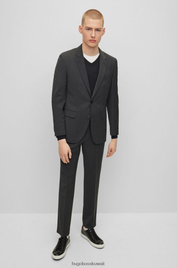 4TFNJN1871 الرمادي الداكن Hugo Boss بدلة رمادية داكنة بقصة عادية في هوغو من مزيج الصوف
