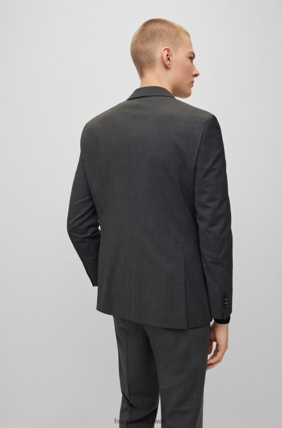 4TFNJN1871 الرمادي الداكن Hugo Boss بدلة رمادية داكنة بقصة عادية في هوغو من مزيج الصوف