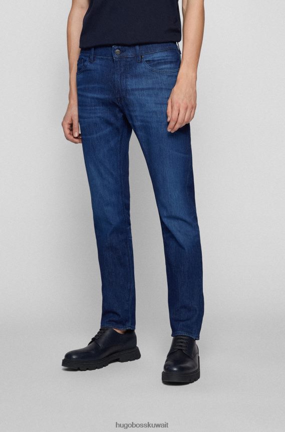 4TFNJN1873 أزرق غامق Hugo Boss جينز هوغو باللون الأزرق الداكن ذو المقاس العادي من الدنيم الإيطالي الأزرق خفيف الوزن