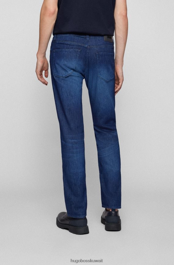 4TFNJN1873 أزرق غامق Hugo Boss جينز هوغو باللون الأزرق الداكن ذو المقاس العادي من الدنيم الإيطالي الأزرق خفيف الوزن