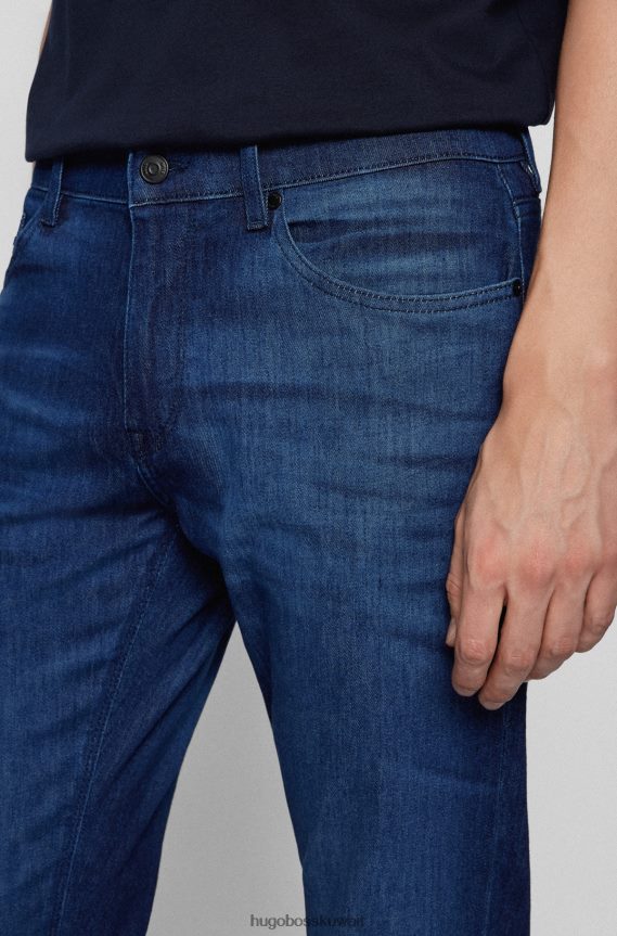 4TFNJN1873 أزرق غامق Hugo Boss جينز هوغو باللون الأزرق الداكن ذو المقاس العادي من الدنيم الإيطالي الأزرق خفيف الوزن