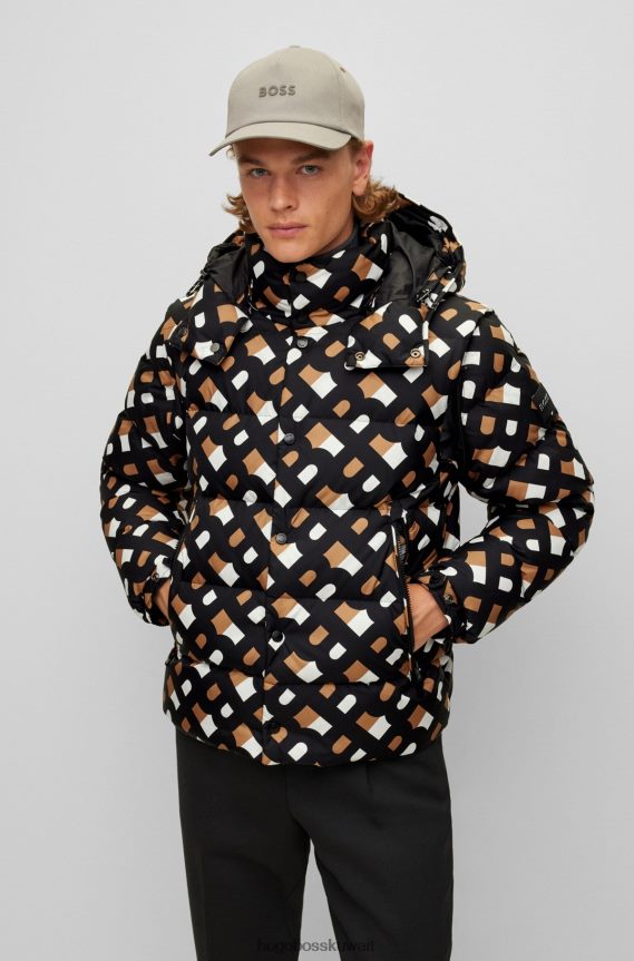 4TFNJN1881 أسود Hugo Boss سترة Hugo مقاومة للماء بنمط موسمي باللون الأسود
