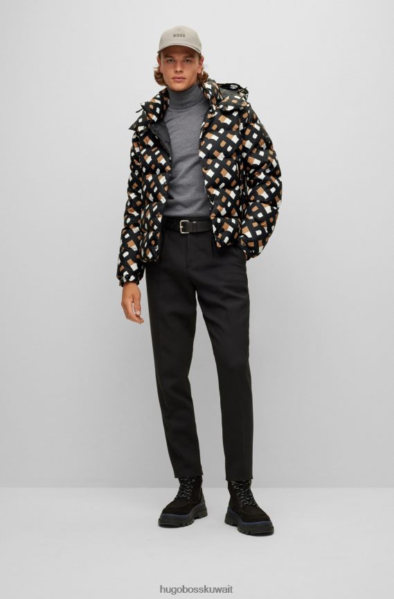 4TFNJN1881 أسود Hugo Boss سترة Hugo مقاومة للماء بنمط موسمي باللون الأسود
