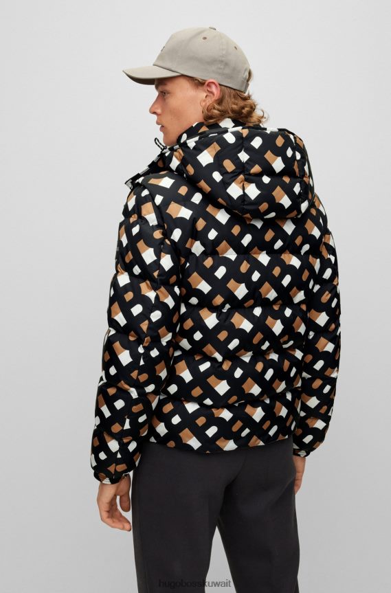 4TFNJN1881 أسود Hugo Boss سترة Hugo مقاومة للماء بنمط موسمي باللون الأسود