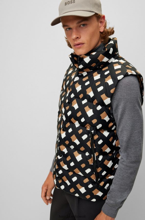 4TFNJN1881 أسود Hugo Boss سترة Hugo مقاومة للماء بنمط موسمي باللون الأسود