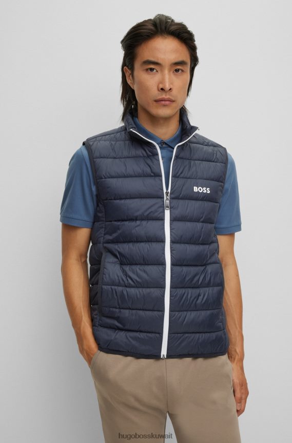 4TFNJN1883 أزرق غامق Hugo Boss جيليه مقاوم للماء باللون الأزرق الداكن مع تفاصيل شعار هوغو