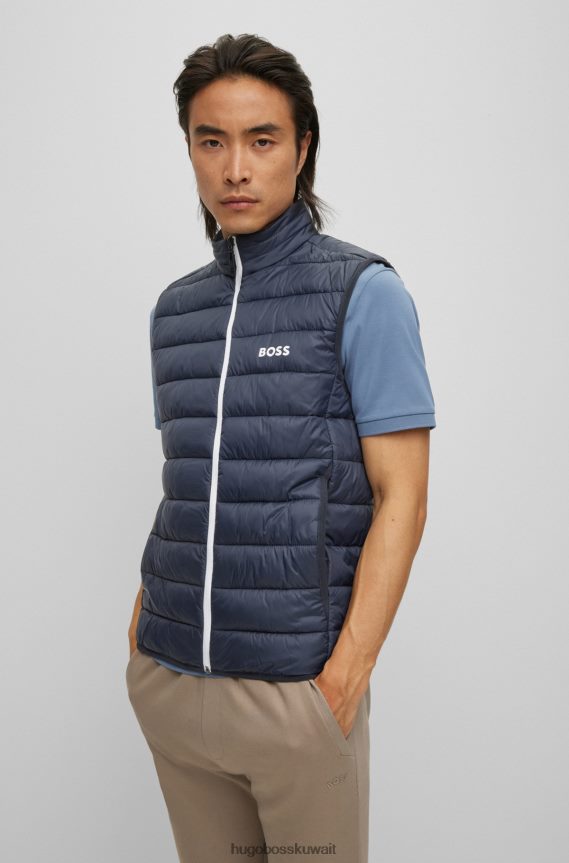 4TFNJN1883 أزرق غامق Hugo Boss جيليه مقاوم للماء باللون الأزرق الداكن مع تفاصيل شعار هوغو