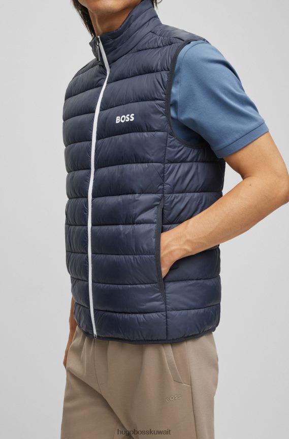 4TFNJN1883 أزرق غامق Hugo Boss جيليه مقاوم للماء باللون الأزرق الداكن مع تفاصيل شعار هوغو