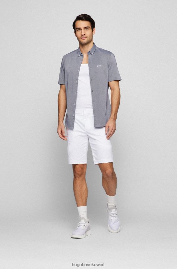 4TFNJN1887 أزرق غامق Hugo Boss قميص هوغو جيرسي ذو قصة عادية مع ياقة بأزرار سفلية، أزرق داكن