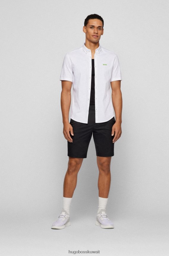 4TFNJN1890 أبيض Hugo Boss قميص جيرسي بقصة عادية وياقة بأزرار سفلية باللون الأبيض