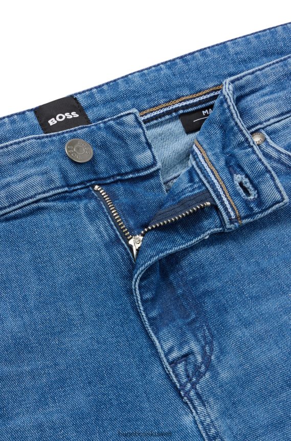 4TFNJN1891 أزرق Hugo Boss جينز هوغو الأزرق ذو المقاس العادي من قماش الدنيم الأزرق بلمسة من الكشمير الإيطالي