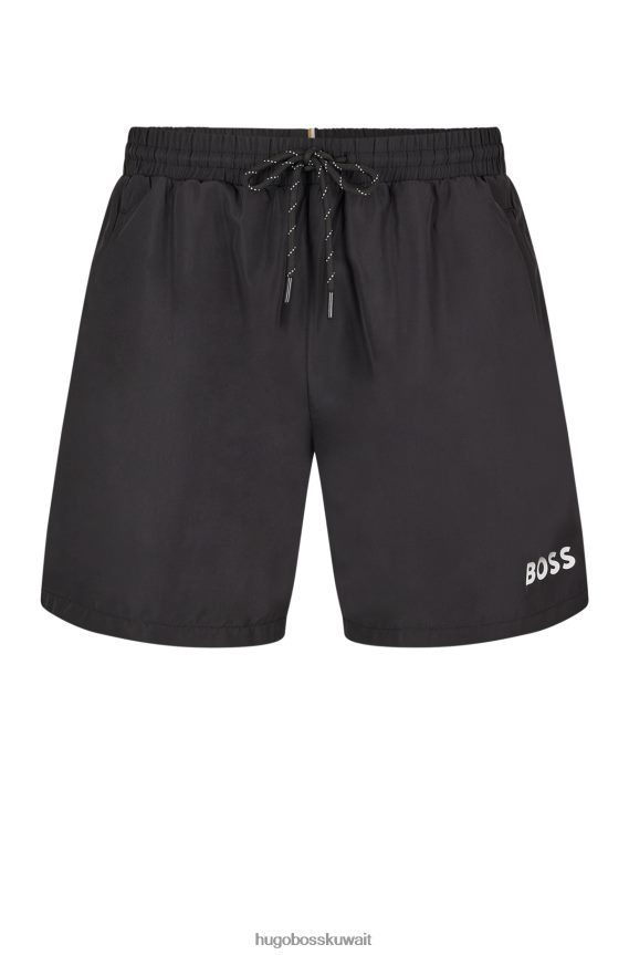 4TFNJN1892 أسود Hugo Boss هوغو شورت سباحة أسود سريع الجفاف مع شعار وأنابيب