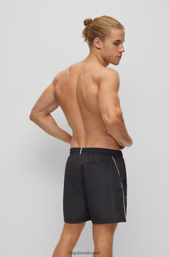 4TFNJN1892 أسود Hugo Boss هوغو شورت سباحة أسود سريع الجفاف مع شعار وأنابيب