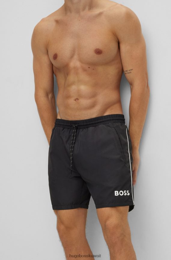 4TFNJN1892 أسود Hugo Boss هوغو شورت سباحة أسود سريع الجفاف مع شعار وأنابيب