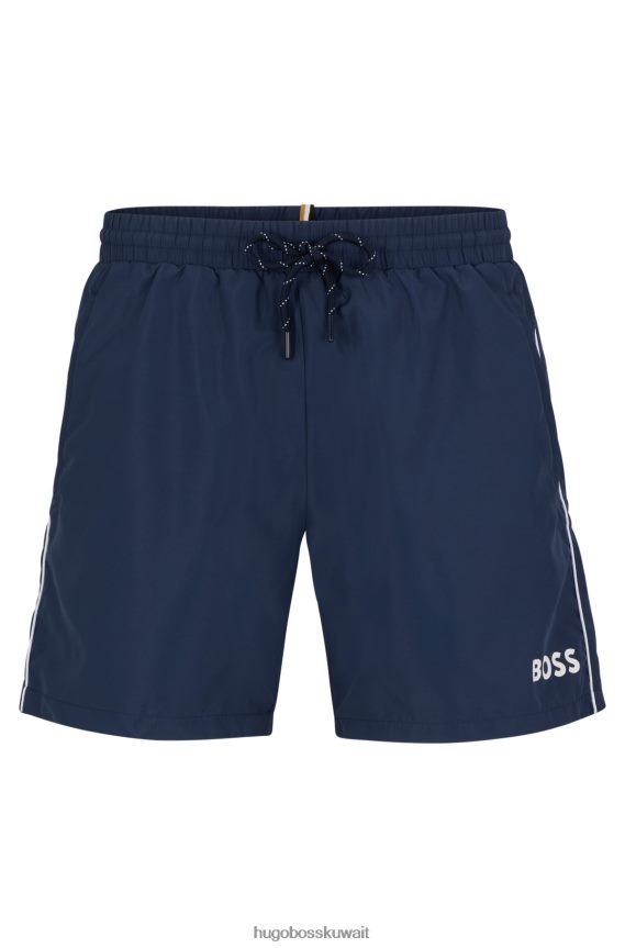 4TFNJN1893 أزرق غامق Hugo Boss هوغو شورت سباحة سريع الجفاف مع شعار وأنابيب باللون الأزرق الداكن