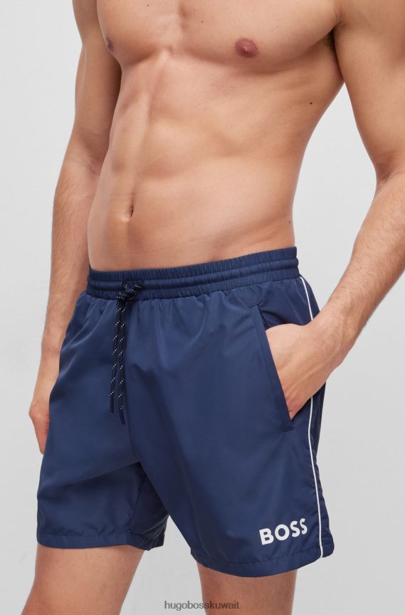 4TFNJN1893 أزرق غامق Hugo Boss هوغو شورت سباحة سريع الجفاف مع شعار وأنابيب باللون الأزرق الداكن