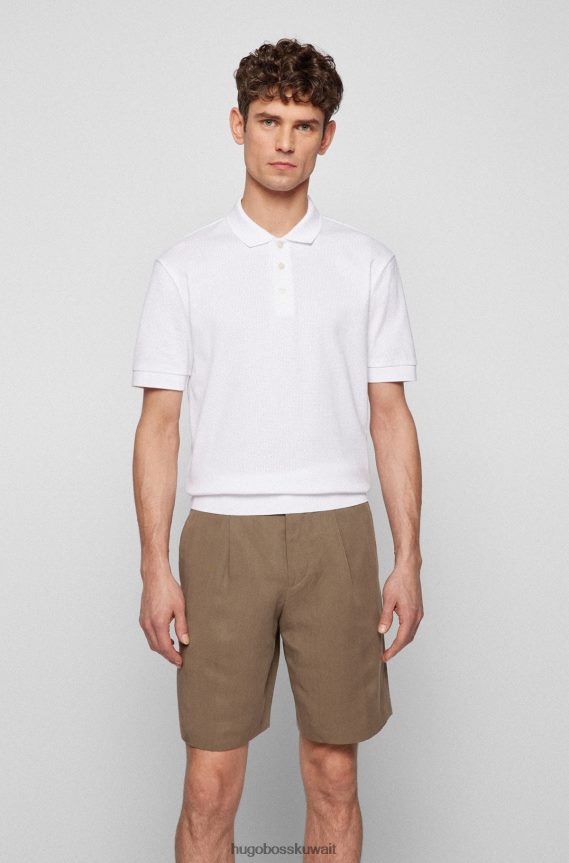 4TFNJN1895 أبيض Hugo Boss قميص بولو أبيض بقصة عادية مصنوع من قطن هوغو المرسيريزد