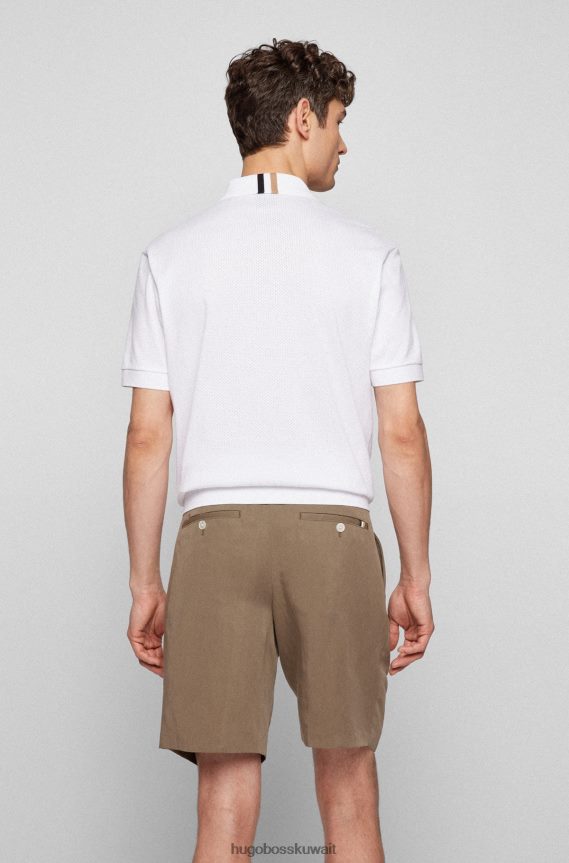 4TFNJN1895 أبيض Hugo Boss قميص بولو أبيض بقصة عادية مصنوع من قطن هوغو المرسيريزد