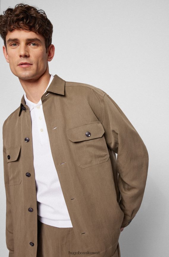 4TFNJN1895 أبيض Hugo Boss قميص بولو أبيض بقصة عادية مصنوع من قطن هوغو المرسيريزد