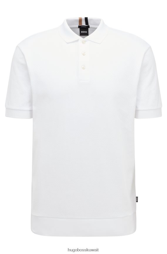 4TFNJN1895 أبيض Hugo Boss قميص بولو أبيض بقصة عادية مصنوع من قطن هوغو المرسيريزد