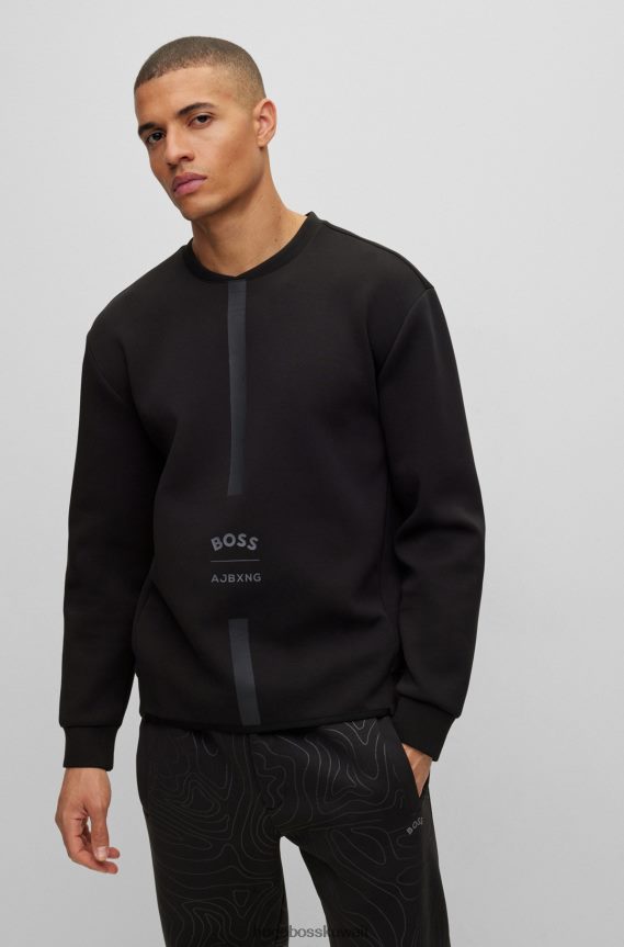 4TFNJN1903 أسود Hugo Boss سويت شيرت من مزيج القطن x ajbxng