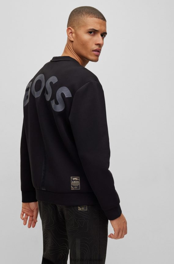 4TFNJN1903 أسود Hugo Boss سويت شيرت من مزيج القطن x ajbxng