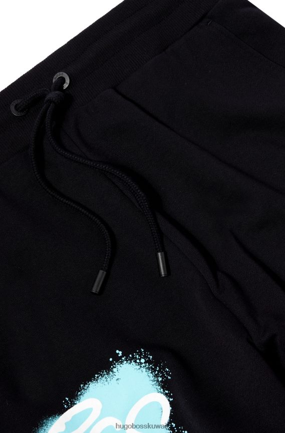 4TFNJN1904 أسود Hugo Boss قطعة سفلية رياضية من Hugo باللون الأسود مريحة مع أعمال فنية على الجدران