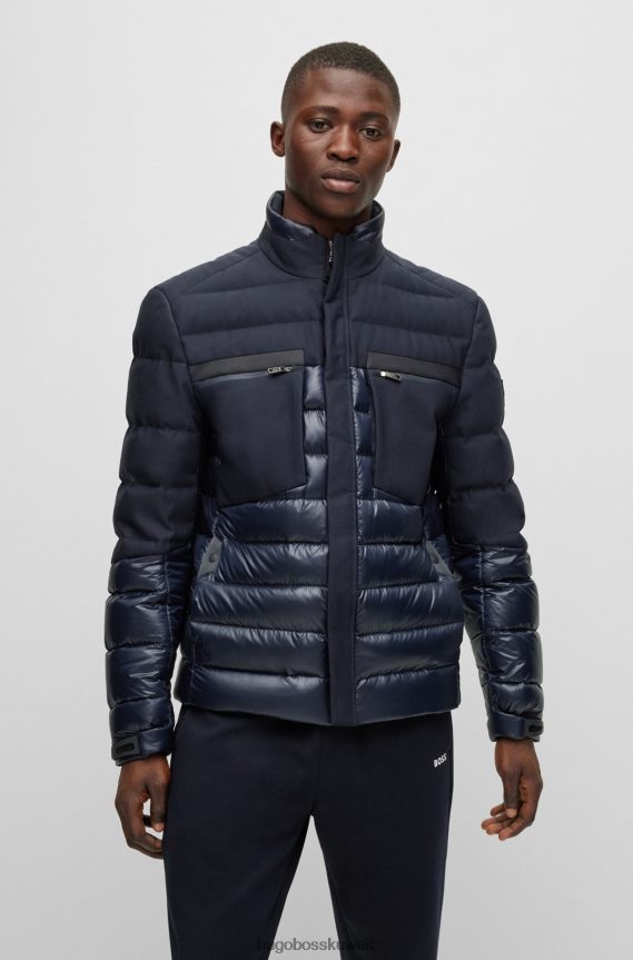 4TFNJN1911 أزرق غامق Hugo Boss سترة هوغو الهجينة باللون الأزرق الداكن مع رقعة الشعار