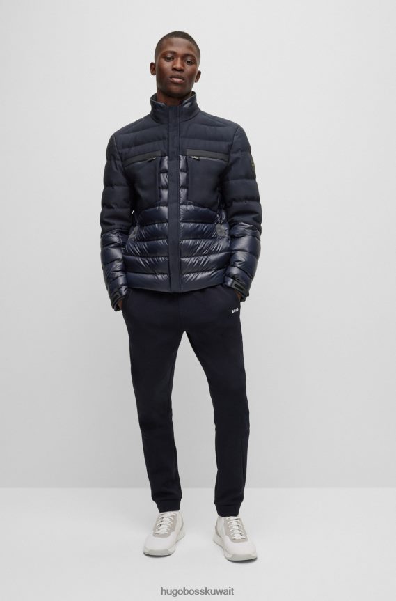 4TFNJN1911 أزرق غامق Hugo Boss سترة هوغو الهجينة باللون الأزرق الداكن مع رقعة الشعار