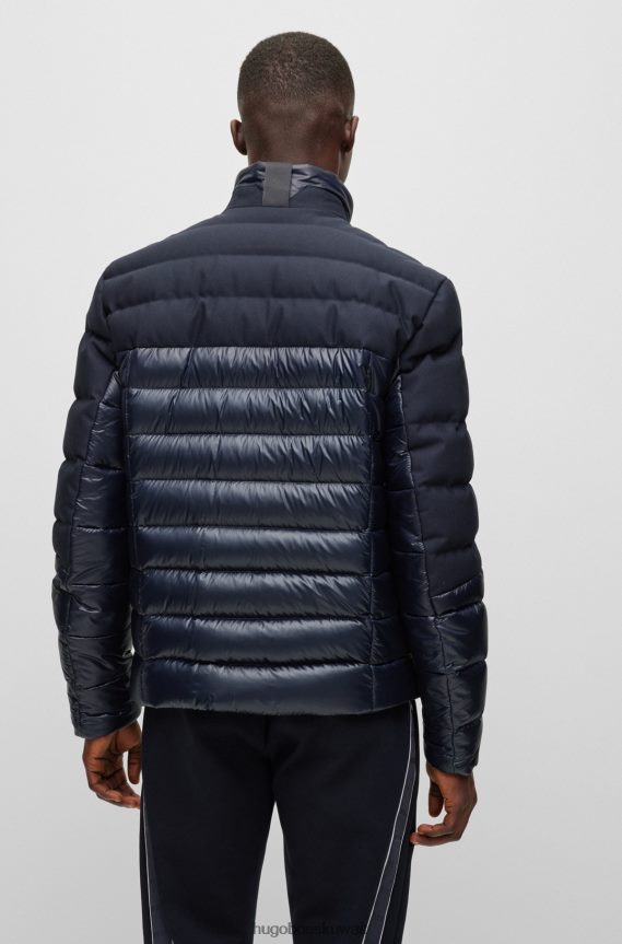 4TFNJN1911 أزرق غامق Hugo Boss سترة هوغو الهجينة باللون الأزرق الداكن مع رقعة الشعار