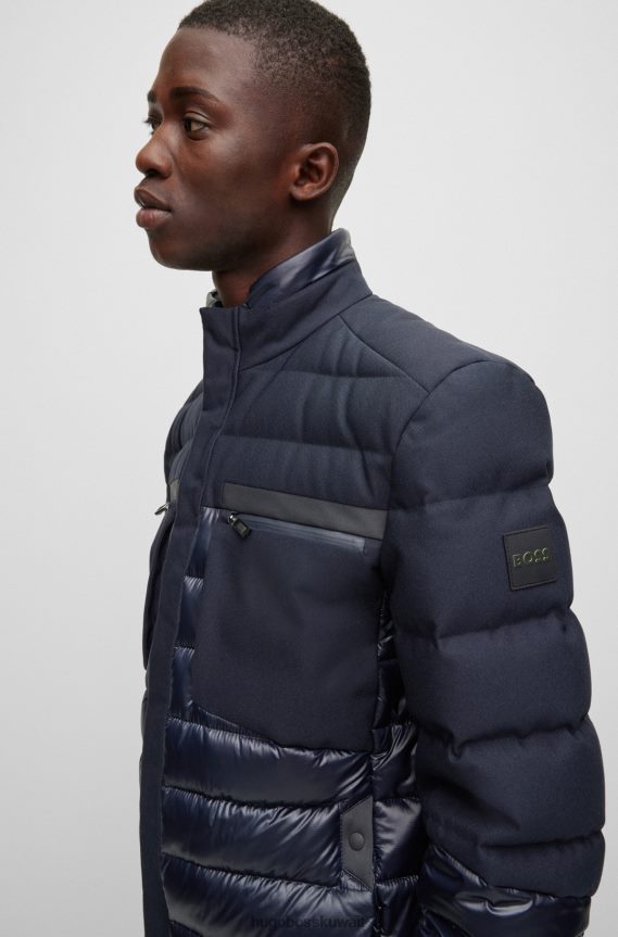 4TFNJN1911 أزرق غامق Hugo Boss سترة هوغو الهجينة باللون الأزرق الداكن مع رقعة الشعار