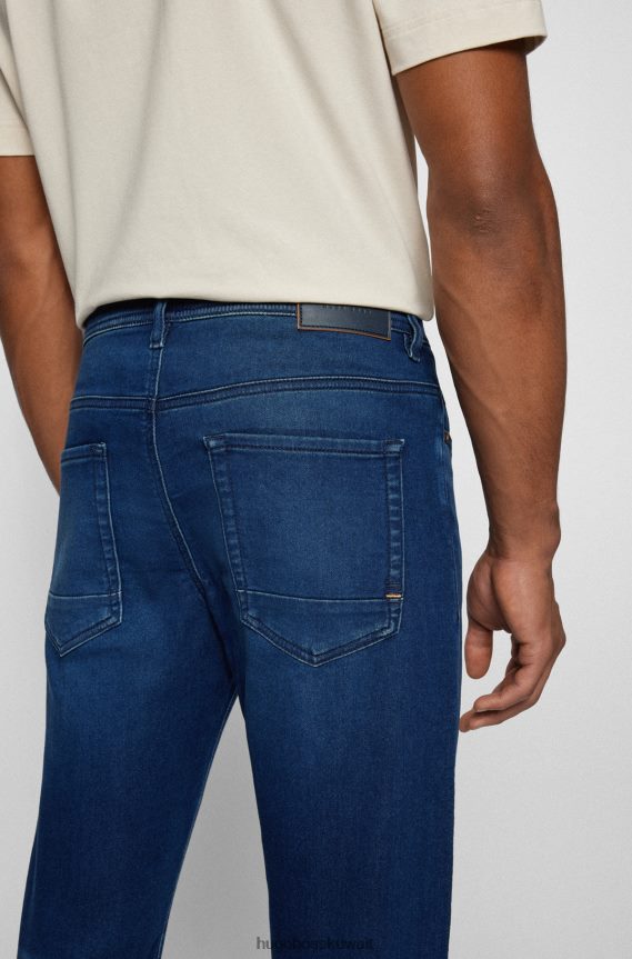 4TFNJN1915 أزرق غامق Hugo Boss جينز أزرق داكن مدبب من هوغو الدينيم المتماسك باللون الأزرق الداكن