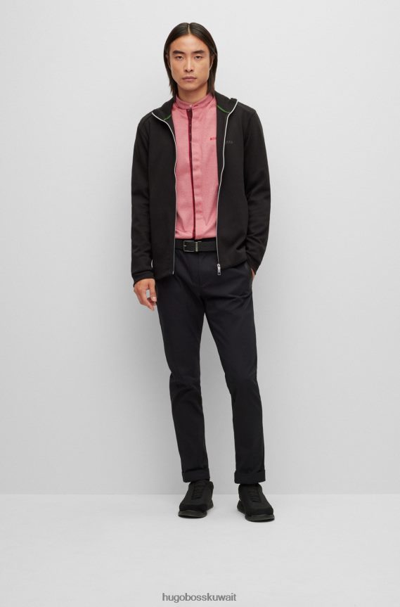 4TFNJN1916 أحمر فاتح Hugo Boss قميص بدون ياقة بقصة عادية من قطن بيكيه © Hugo باللون الأحمر الفاتح