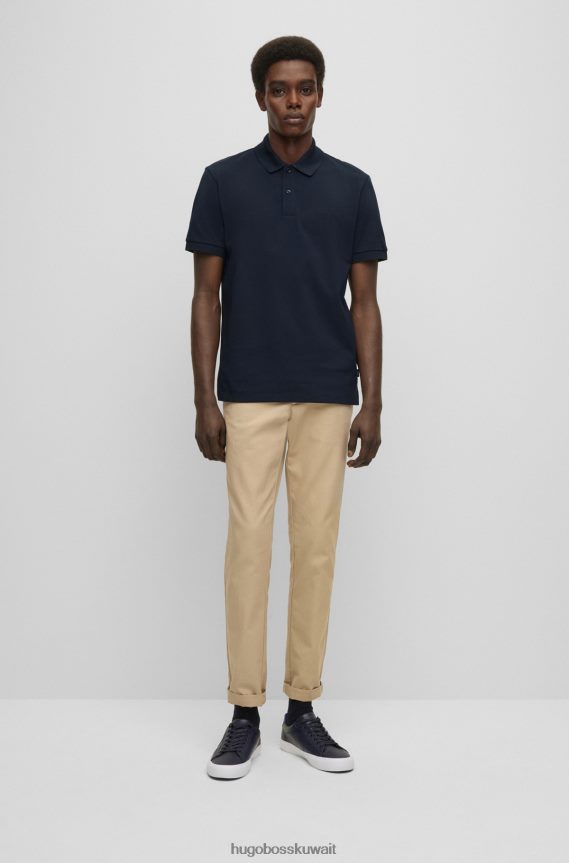 4TFNJN1936 أزرق غامق Hugo Boss قميص بولو من القطن العضوي باللون الأزرق الداكن من Hugo مع شعار مطرز