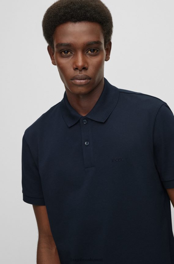 4TFNJN1936 أزرق غامق Hugo Boss قميص بولو من القطن العضوي باللون الأزرق الداكن من Hugo مع شعار مطرز