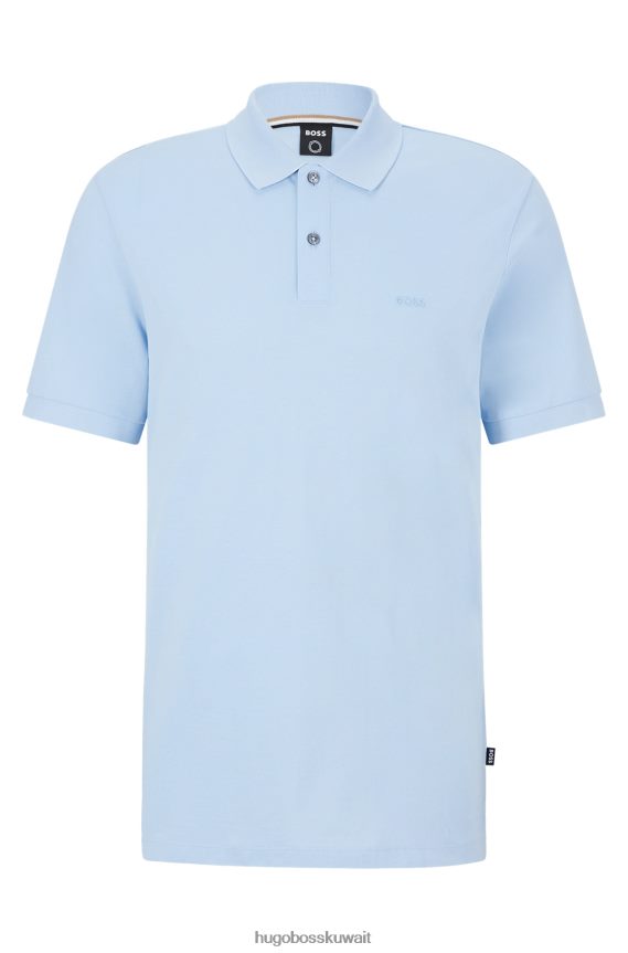 4TFNJN1938 أزرق فاتح Hugo Boss قميص بولو من القطن العضوي مع شعار مطرز باللون الأزرق الفاتح