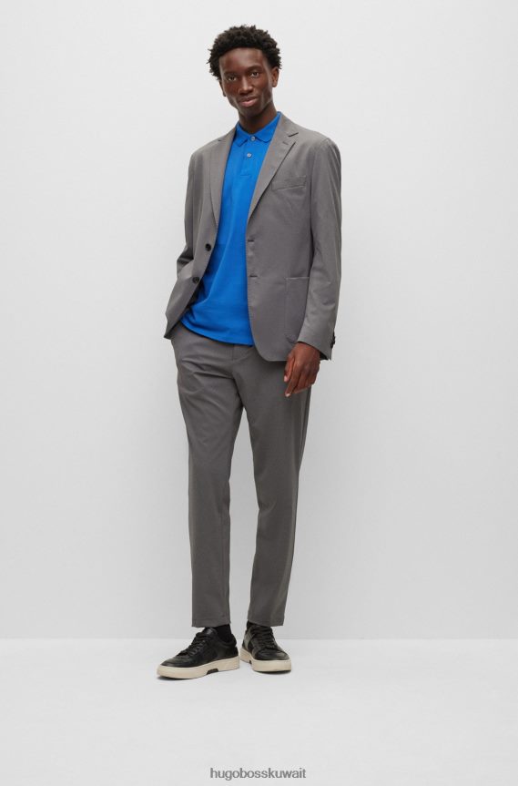 4TFNJN1939 أزرق Hugo Boss قميص بولو من القطن العضوي باللون الأزرق مع شعار هوغو مطرز