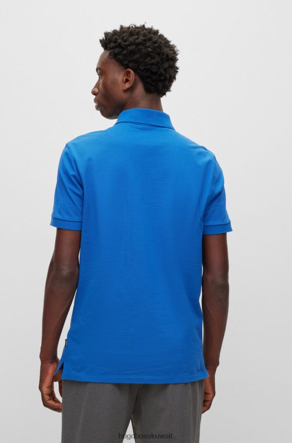 4TFNJN1939 أزرق Hugo Boss قميص بولو من القطن العضوي باللون الأزرق مع شعار هوغو مطرز