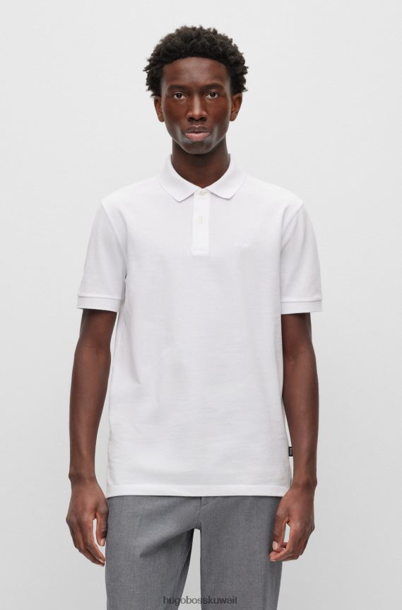 4TFNJN1941 أبيض Hugo Boss قميص بولو أبيض من القطن العضوي من هوغو مع شعار مطرز