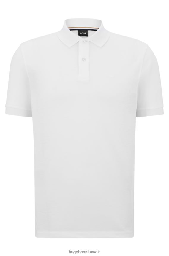 4TFNJN1941 أبيض Hugo Boss قميص بولو أبيض من القطن العضوي من هوغو مع شعار مطرز