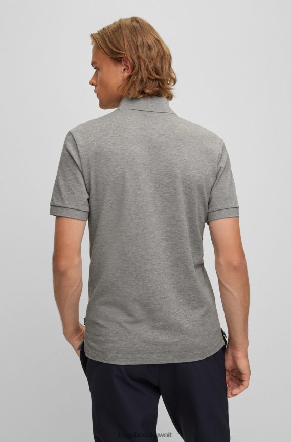 4TFNJN1942 فضة Hugo Boss قميص بولو من القطن العضوي الفضي من Hugo مع شعار مطرز