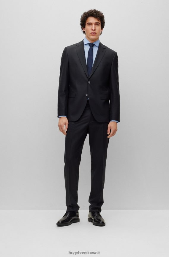 4TFNJN1945 أزرق فاتح Hugo Boss قميص بقصة ضيقة باللون الأزرق الفاتح مصنوع من قماش البوبلين القطني سهل الكي