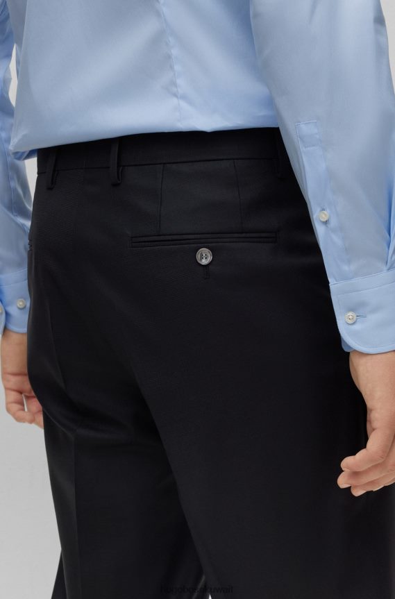 4TFNJN1945 أزرق فاتح Hugo Boss قميص بقصة ضيقة باللون الأزرق الفاتح مصنوع من قماش البوبلين القطني سهل الكي