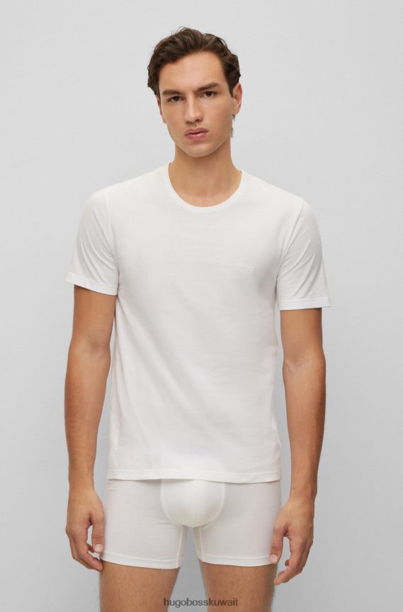 4TFNJN1949 أبيض/أزرق داكن Hugo Boss Hugo مجموعة من ثلاثة تيشيرتات داخلية بشعار الماركة مصنوعة من قطن الجيرسي الأبيض