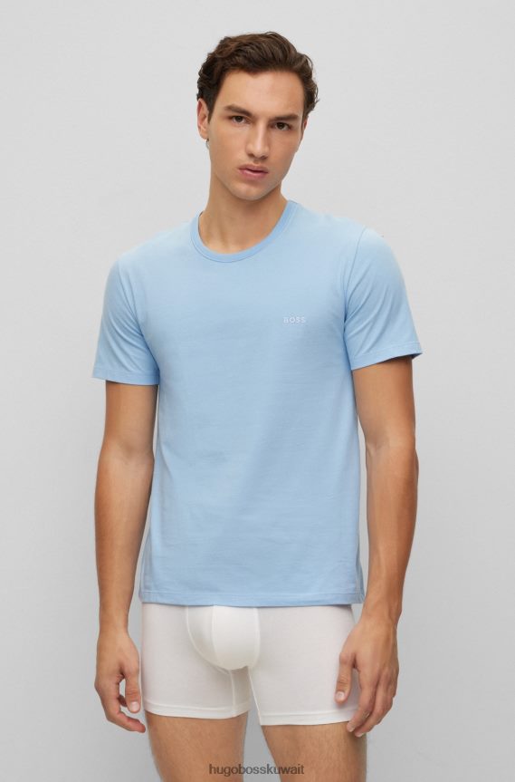 4TFNJN1949 أبيض/أزرق داكن Hugo Boss Hugo مجموعة من ثلاثة تيشيرتات داخلية بشعار الماركة مصنوعة من قطن الجيرسي الأبيض