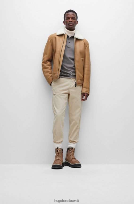 4TFNJN1964 الرمادي الداكن Hugo Boss قميص بولو رمادي داكن بأكمام طويلة وقصة ضيقة مع رقعة شعار Hugo