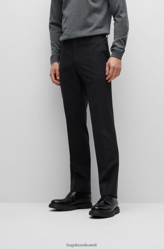 4TFNJN1966 أسود Hugo Boss بنطال Hugo أسود بقصة عادية من الصوف البكر المطاطي