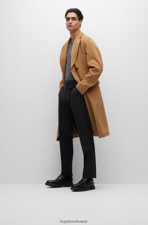 4TFNJN1966 أسود Hugo Boss بنطال Hugo أسود بقصة عادية من الصوف البكر المطاطي